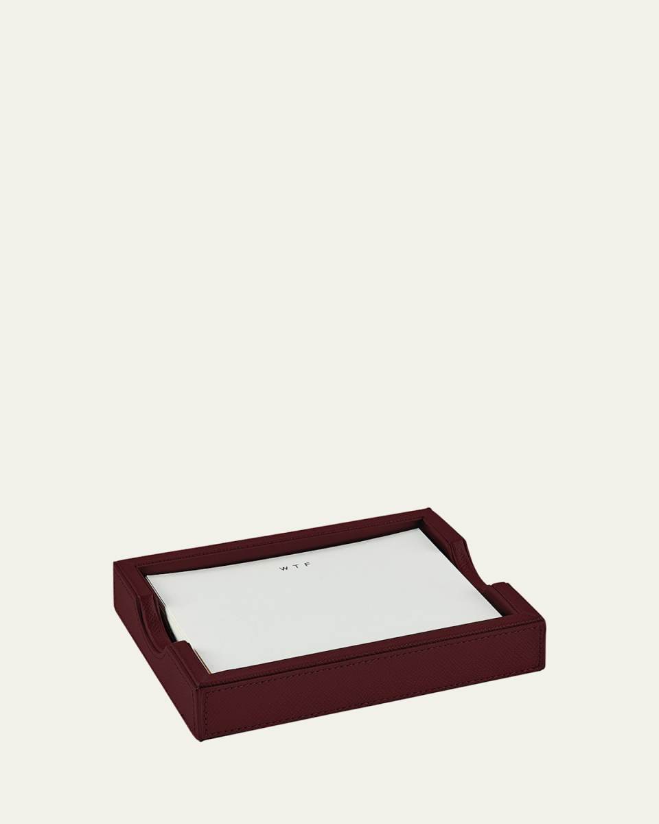 Leather Memo Tray with 100 "WTF" Note Cards